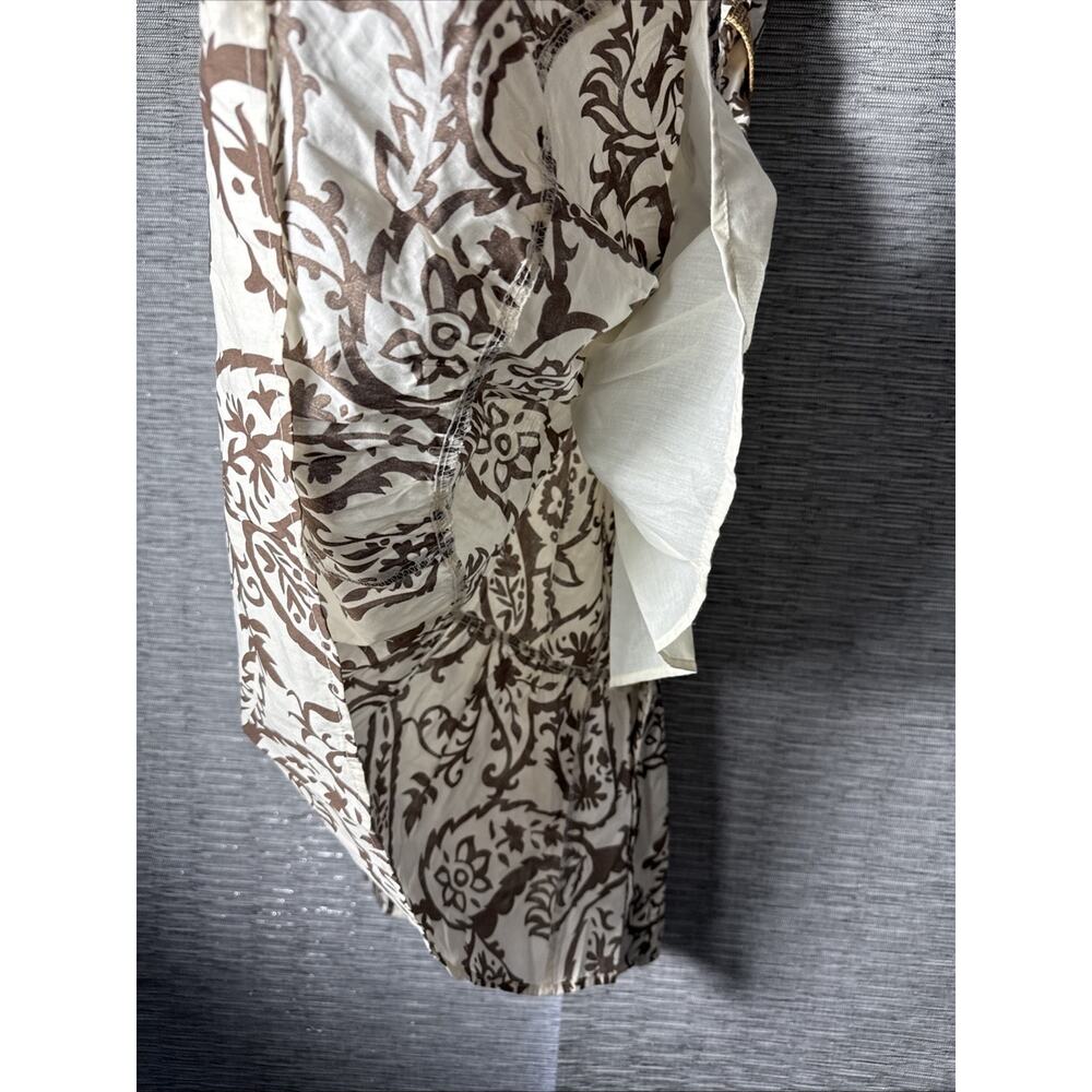 Love Tree Cotton Poplin Foliage Print Midi Dress, Brown, Small - Picture 7 of 8